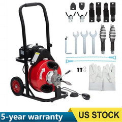 100 FT x 1/2&Prime; Drain Cleaner Electric Sewer Snake Cleaning Machine 110V w/ Gloves
