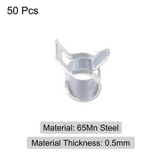 Spring Hose Clamp, 50pcs 65Mn Steel 5mm Low Pressure Air Clip, Zinc Plated