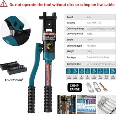 8T Hydraulic Crimping Tool YQK-120, Wire Crimper for 10-120mm&sup2; Battery Cable Ter