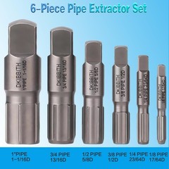 6-Piece Heavy Duty Pipe Extractor Set, Steel Tools for Removing Damaged Pipes &
