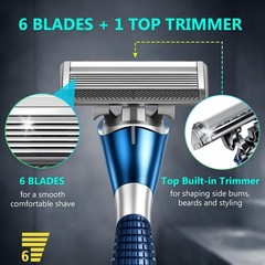 6-Blade Manual Razor for Men with Lubricating Strip, 1 Ergonomic Non-Slip Han&hellip;