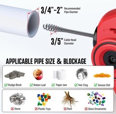 25Ft Drain Auger with Lithium-Ion Battery &ndash; Easy Operation
