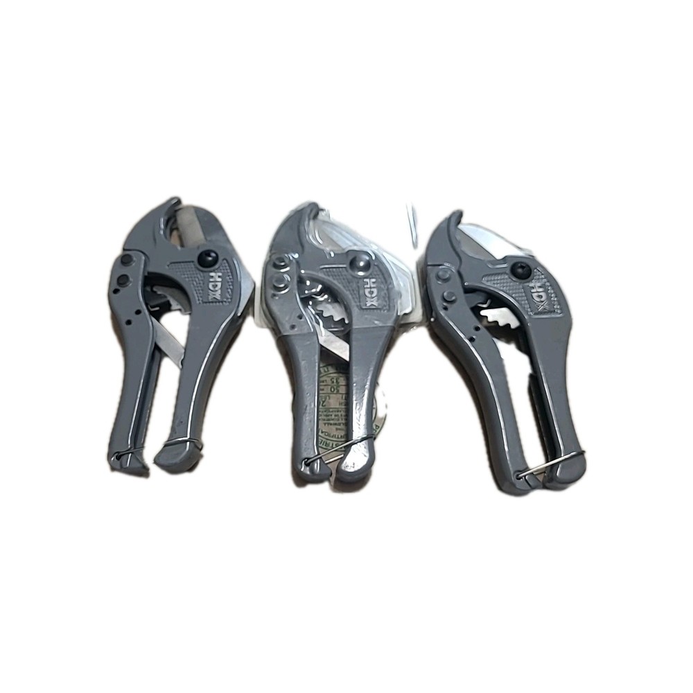 LOT OF 3 HDX Ratcheting Cutter PVC Pipe Cutting &ndash; Up to 1/1/4 IN PVC With BOX