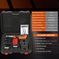 18V Brushless Pro Press Tool Kit with 6 Jaws & 2 Batteries, OLED & Bluetooth