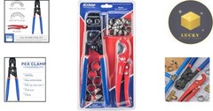 Multi-Function Ratchet PEX Cinch Tool & Pipe Cutter with 30 Clamps &ndash; All-in-One