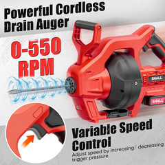 20V Cordless Drain Auger with 25Ft Plumbing Drain Snake, Electric Snake Drain Ha