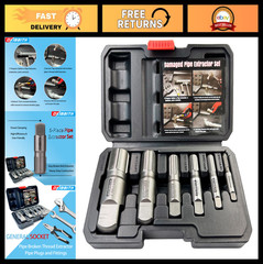 6-Piece Heavy Duty Pipe Extractor Set, Steel Tools for Removing Damaged Pipes &