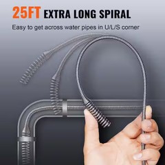 SKYSHALO Drain Auger 25 ft., Plumbing Snake with Drill Attachment, Plumbers Snak