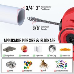 20V Cordless Drain Snake, 25Ft Replaceable Cable with 2.0Ah Battery, Extensio&hellip;