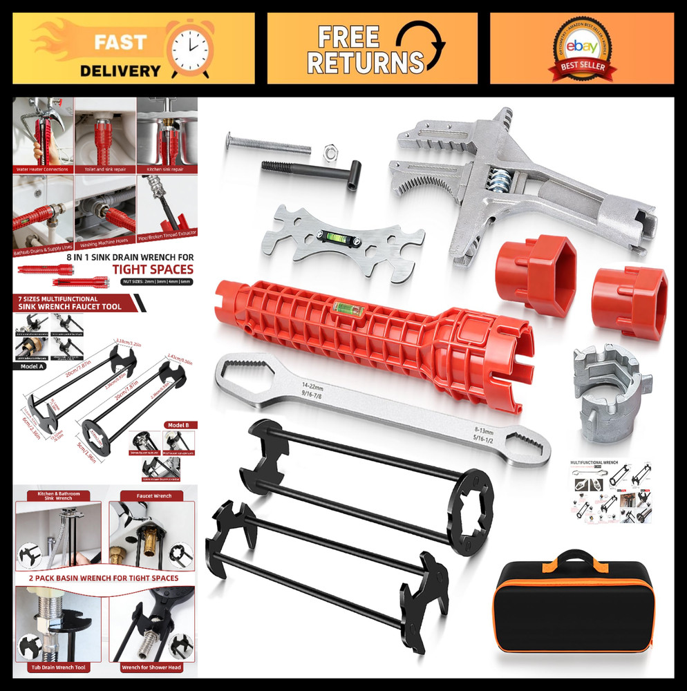 7PCS Plumbing Tool Set &ndash; Sink Wrench, 8-in-1 Faucet Wrench, Universal Plumber Wr