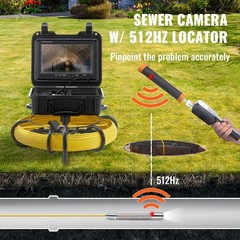 9&Prime; 720p Sewer Camera with 512Hz Locator, 164ft Cable, IP68, 12 LEDs