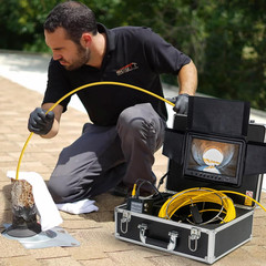 150FT WiFi Sewer Camera with 9&Prime; HD Monitor & 12 LED Light Guide Wheel