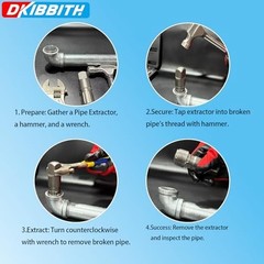 6-Piece Heavy Duty Steel Pipe Extractor Set for Removing Damaged Threads, 1/8&Prime;-1