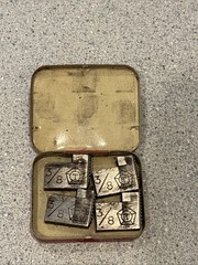Vintage Set of 4 Toledo Pipe Threading 3/8&Prime; Dies # 00-30 in Metal Tin Box Nice!