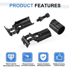 6 Sets Pipe Clamp Connector, 85 x 36mm End Rail Clamps Fit 1.1&Prime; OD, Black