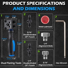Brake Line Flaring Tool Kit 7Piece, 3/16&Prime; 1/4&Prime; SAE Double & Bubble Flare Tool&hellip;