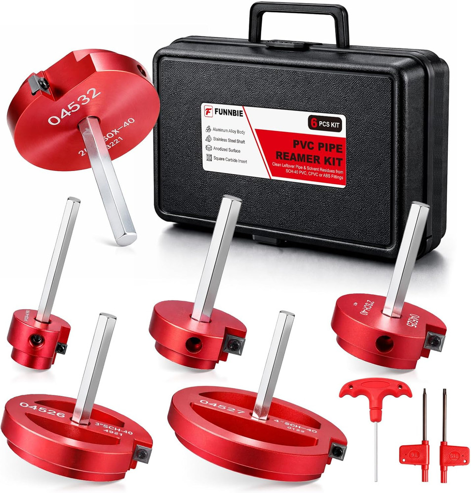 6Pcs PVC Pipe Reamer Kit, Durable Aluminum PVC Fitting Saver for Sch.40 CPVC, AB