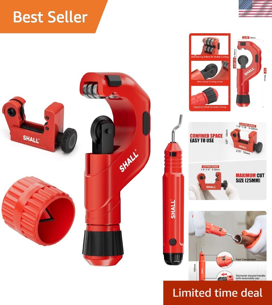 4-Piece Tubing Cutter Set, 1/4&rsquo;&rsquo; to 2&rsquo;&rsquo;OD Heavy Duty Copper Pipe Cutter, 1/8&rsquo;&hellip;