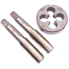 HSS Taper Plug Tap Metric Round Die Set Right Hand M12x1.25mm Hardware 1 Set