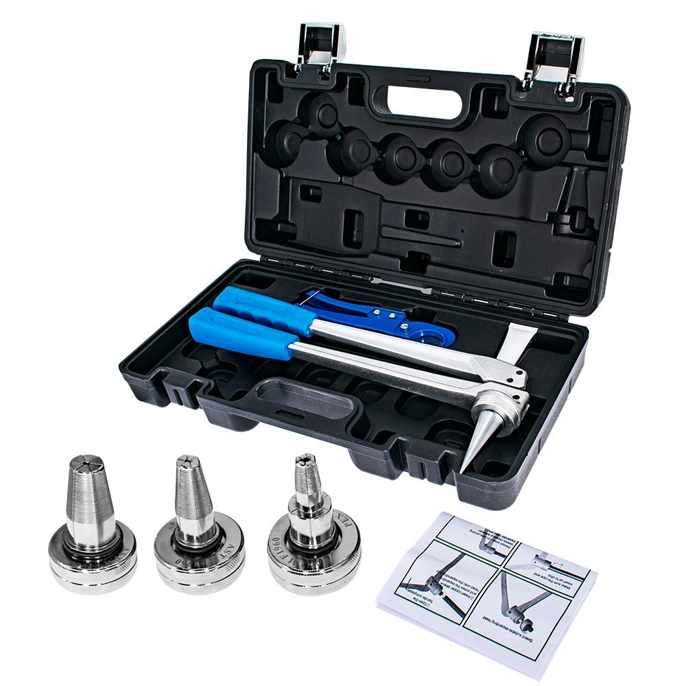 PEX Expansion Tool Kit Tube Expander with 1/2&Prime; 3/4&Prime; 1&Prime; Expander Heads Hard Case