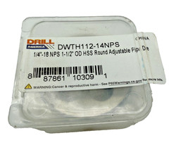 DWTH112-12NPT 1/2-14 NPT HSS Round Adjustable Pipe Thread Die 1-1/2&Prime; OD
