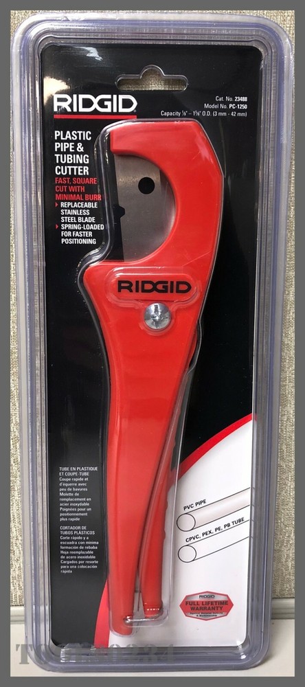 PC-1250 1/8&Prime;- 1-5/8&Prime; OD PVC Pipe Tubing Cutter CPVC PP PEX PE Ridgid 23488
