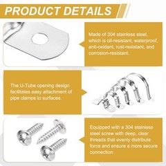 20Pcs 14mm(9/16&Prime;) 304 Stainless Steel Rigid Pipe Strap with Screws, Silver