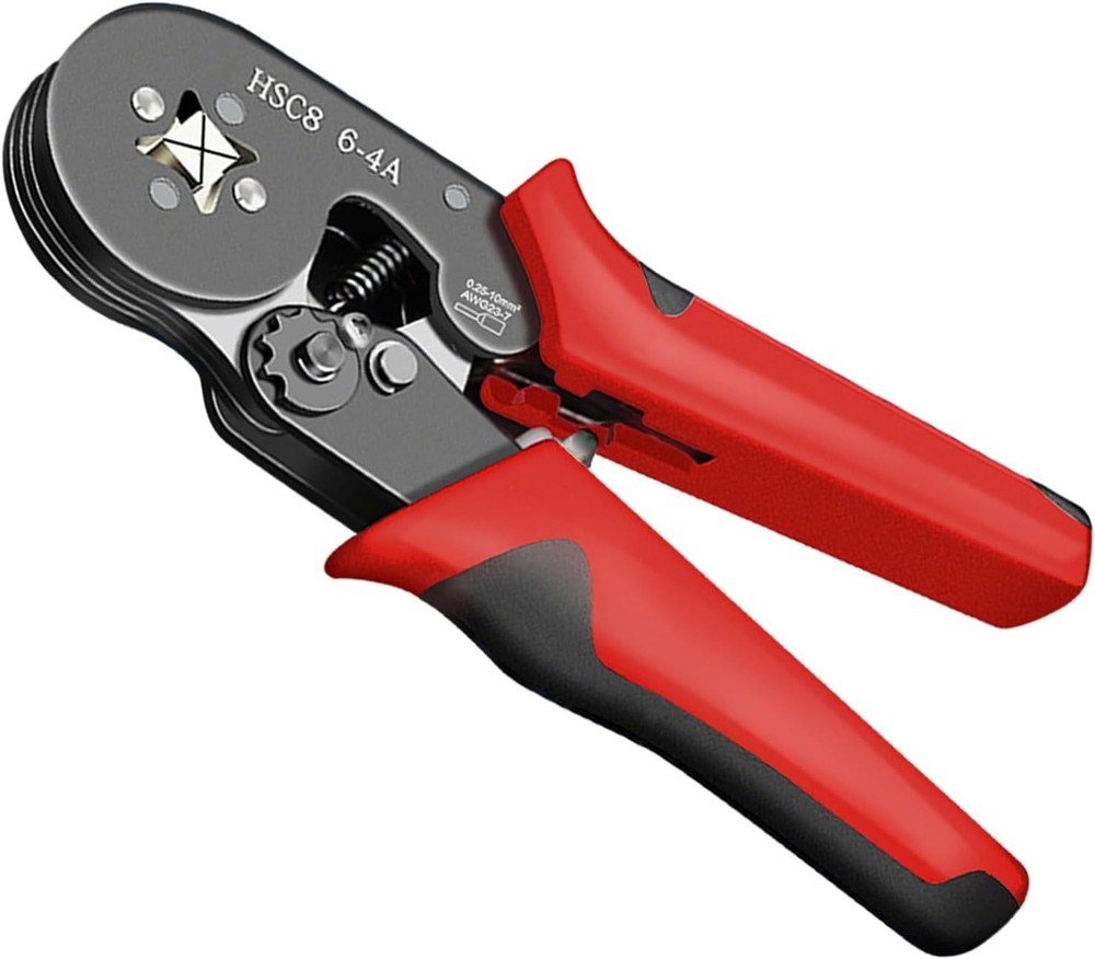 Self-Adjusting Ratchet Wire Ferrule Crimping Tool AWG 23-7 (0.25-10mm&sup2;) Red