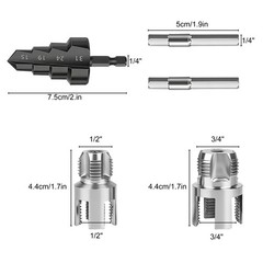 PVC Pipe Threader Kit 1/2&Prime; 3/4&Prime; Internal External Threading Dies+Step Drill Bit