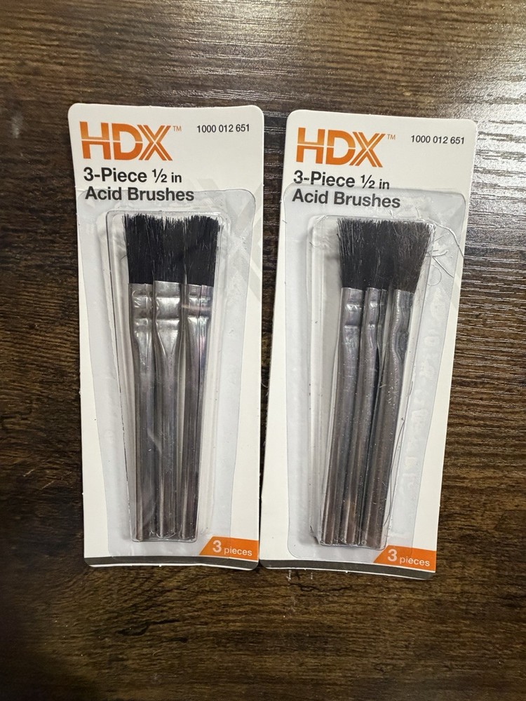 HDX 1/2&rdquo; Acid Brushes 3-Pack Lot of 2 (6 Total) Paint Glue Craft New