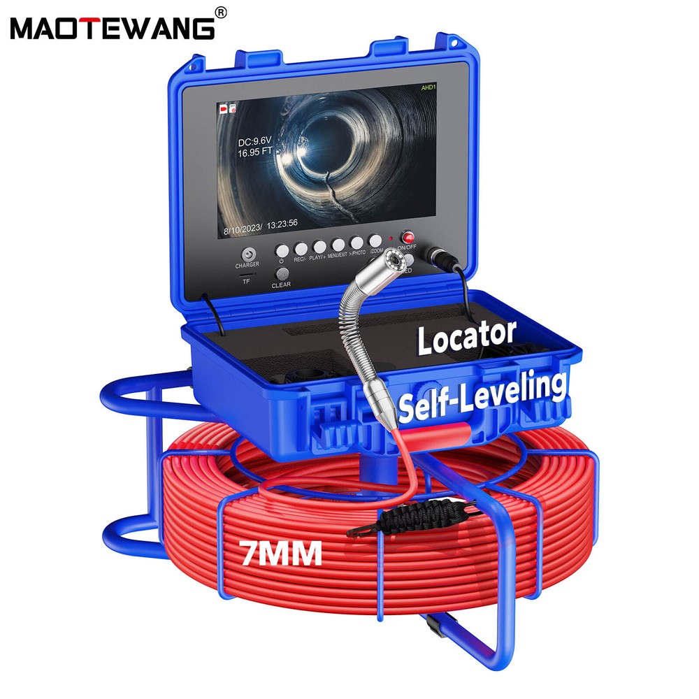 MAOTEWANG 9&rdquo; Sewer Pipe Inspection Camera 512HZ Self-leveling Meter Counter 50M