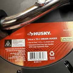 Husky Drain Openers Plumbing Snakes & Auger 1/4&Prime; x 15&prime; 1002494605