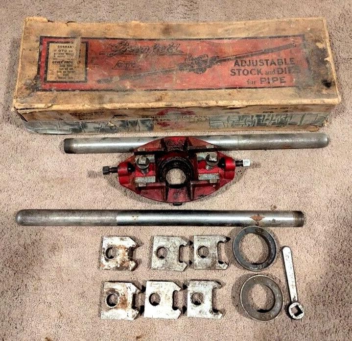 Rare Greenfield Adjustable Stock and Dies 1 1/4 Inch, 1 1/2&Prime; Inch & 2&Prime; Inch (T)