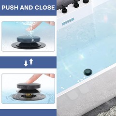 Matte Black Universal Tip Toe Tub Stopper Replacement, Pop Up