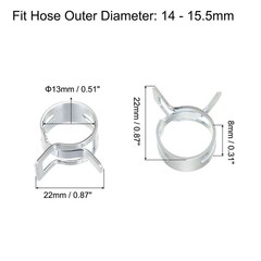 Spring Hose Clamp, 20pcs 65Mn Steel 13mm Low Pressure Air Clip, Zinc Plated
