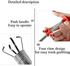 Flexible Grabber Claw Pick Up Reacher Tool with 4 Claws for Litter Pick Toilet