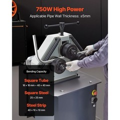 750W 3-Roller Electric Pipe Bender H/V Operation