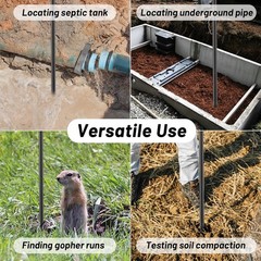 Metal Soil Probe Rod &ndash; Septic Tank Locator Tool with T Handle,32-48 Inch Adjusta