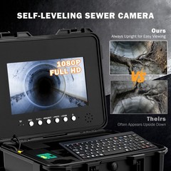 10.1&rdquo; Self-Leveling Sewer Inspection Camera w 165ft Cable Wheels Locator Handle