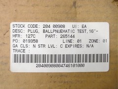 CHERNE &ndash; 265-144 &ndash; MUNI-BALL PLUG w/4&Prime; BYPASS &ndash; 16&Prime;-24&Prime; &ndash; Multi Size (NEW)