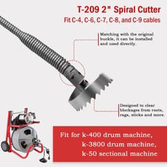63025 T-209 2&Prime; Spiral Cutter for Ridgid K-400 K-3800 Drum Machine C-4 C-6 C-7