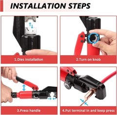 Hydraulic Crimping Tool 45KN Battery Cable Crimper Tool with 8 Dies | Heat-Treat