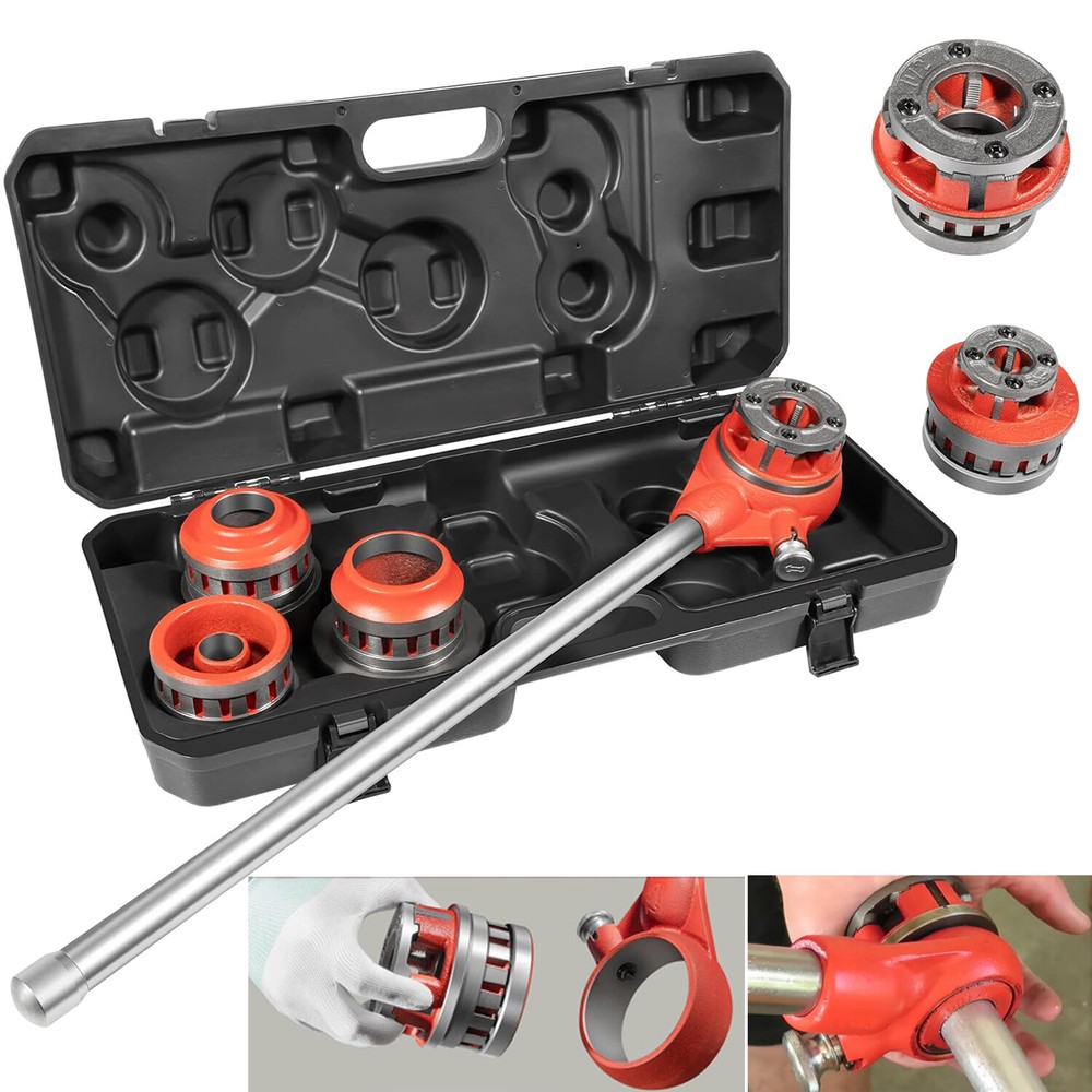 36475 12-R Exposed Ratchet Pipe Threader Kit with 6 Dies, 1/2&rdquo; NPT to 2&rdquo; NPT