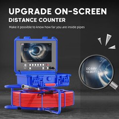 Sewer Camera 160ft Pipe Inspection Camera 512hz Self-leveling w/ Meter Counter