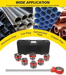 For 36475 12-R Ratchet Pipe Threader Kit 1/2&Prime;-2&Prime; NPT 6 Dies Plumbing Tool Case
