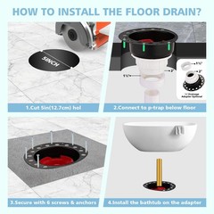 Freestanding Tub Drain Rough-in Kit, Bathtub Kit with PVC Plastic White
