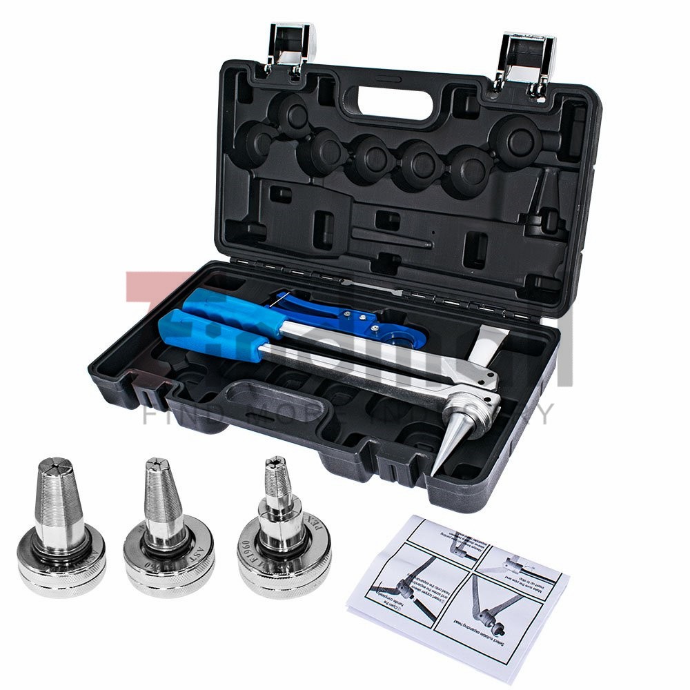 Tool Kit Tube Expander with 1/2&Prime; 3/4&Prime; 1&Prime; Expander Heads Hard Case PEX Expansion