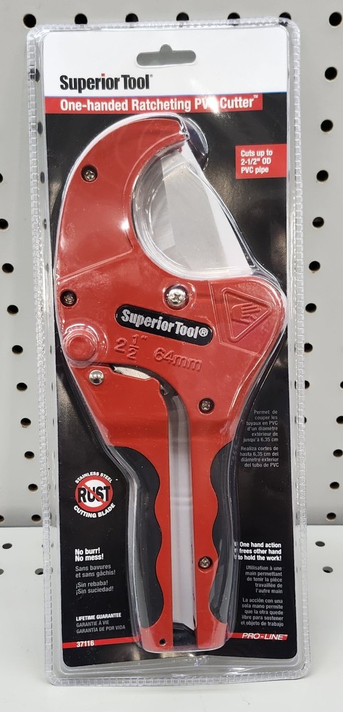 Superior Tool 37116 One Handed PVC Ratcheting Cutter