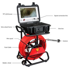 Sewer Camera Self-leveling+512HZ Sonde Endoscope 9Inch HD Screen 16GB DVR (30M)