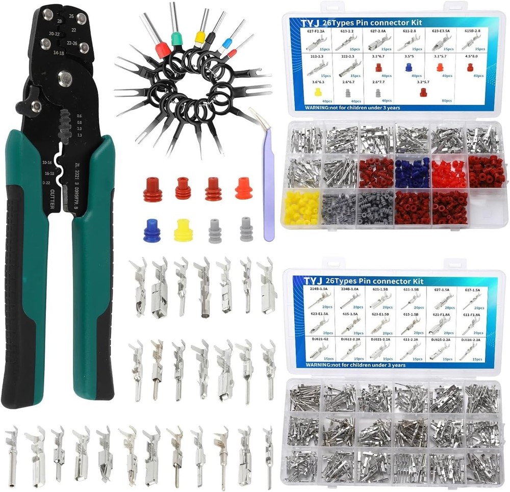 812Pcs Pin Connector Kit with Crimping Pliers &ndash; Terminal Pin 1/1.5/1.8/2/2.2/2.3